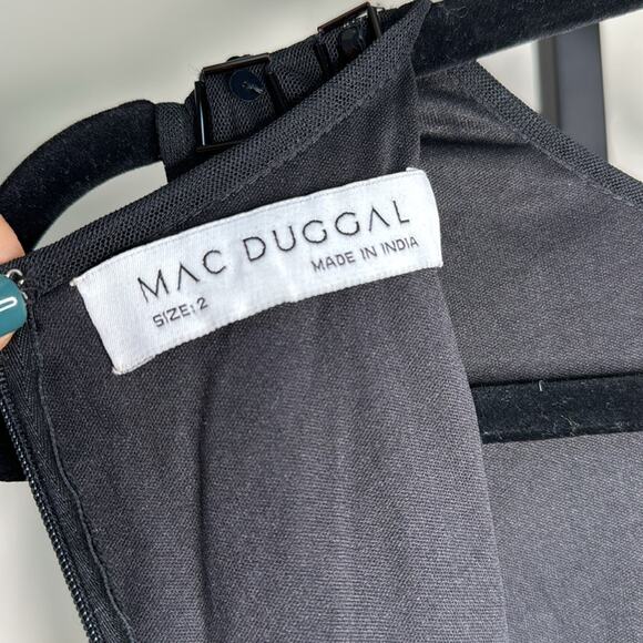 NWT MAC DUGGAL Black Beaded Geometric Embellished Sleeveless A-Line Midi Dress - Picture 3 of 13